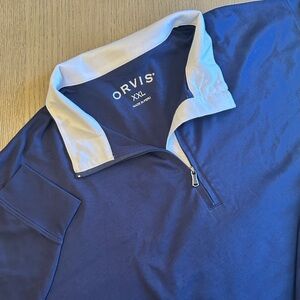 Orvis Navy Quarter-Zip Polo with White Trim